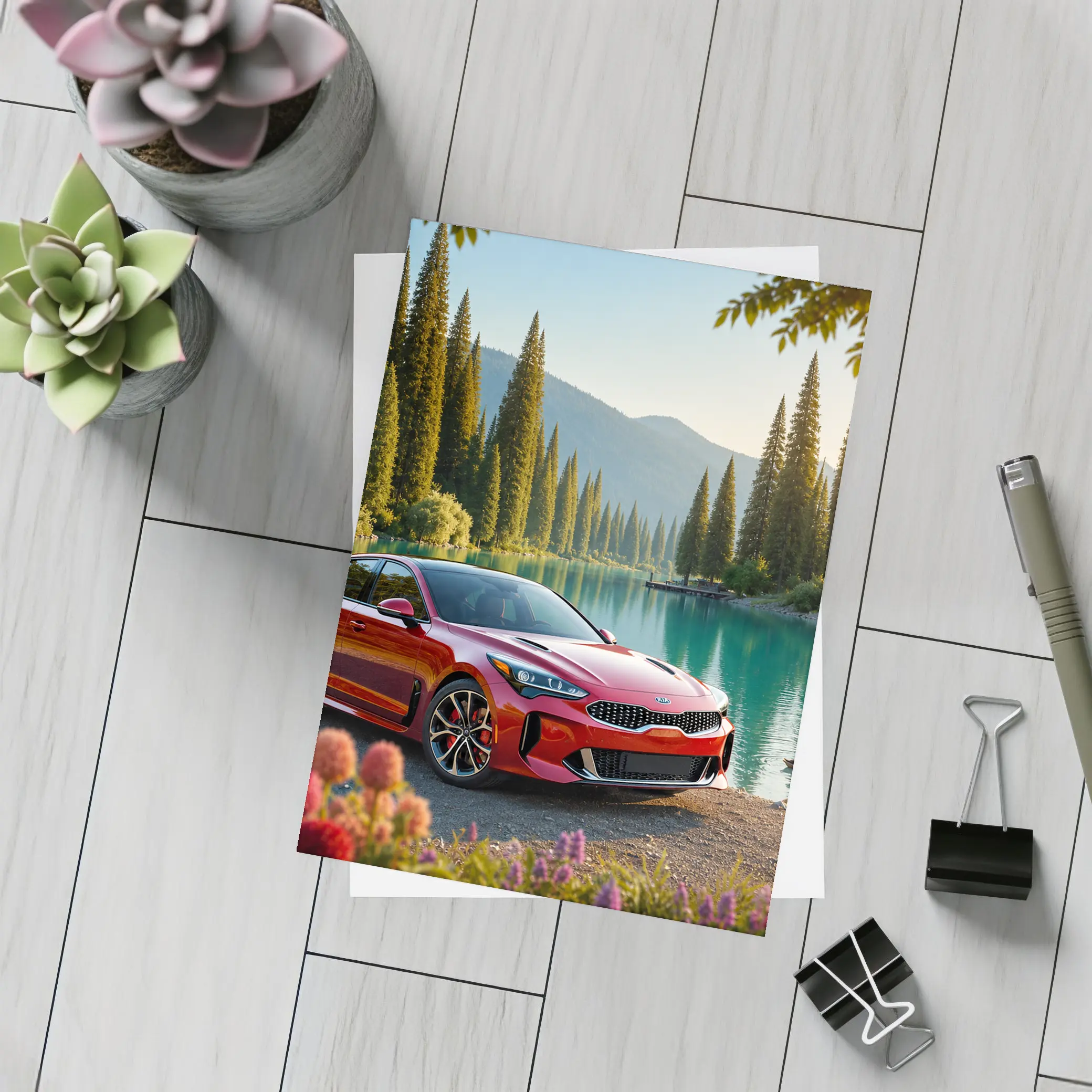 Kia Stinger Red Sport Sedan Lake Forest – Postcards