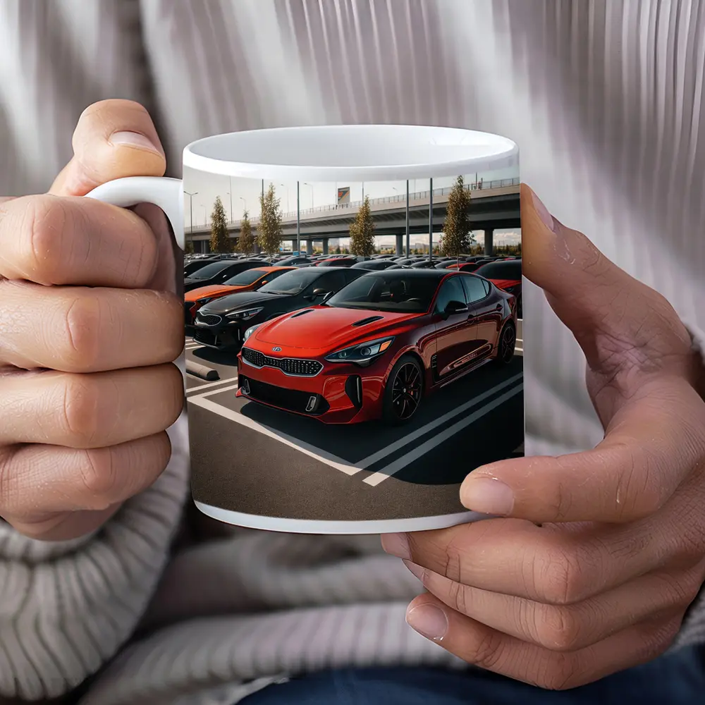 Kia Stinger Red Fleet Parking Lot – Mugs