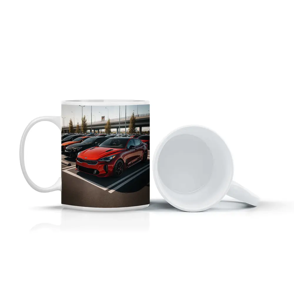 Kia Stinger Red Fleet Parking Lot – Mugs
