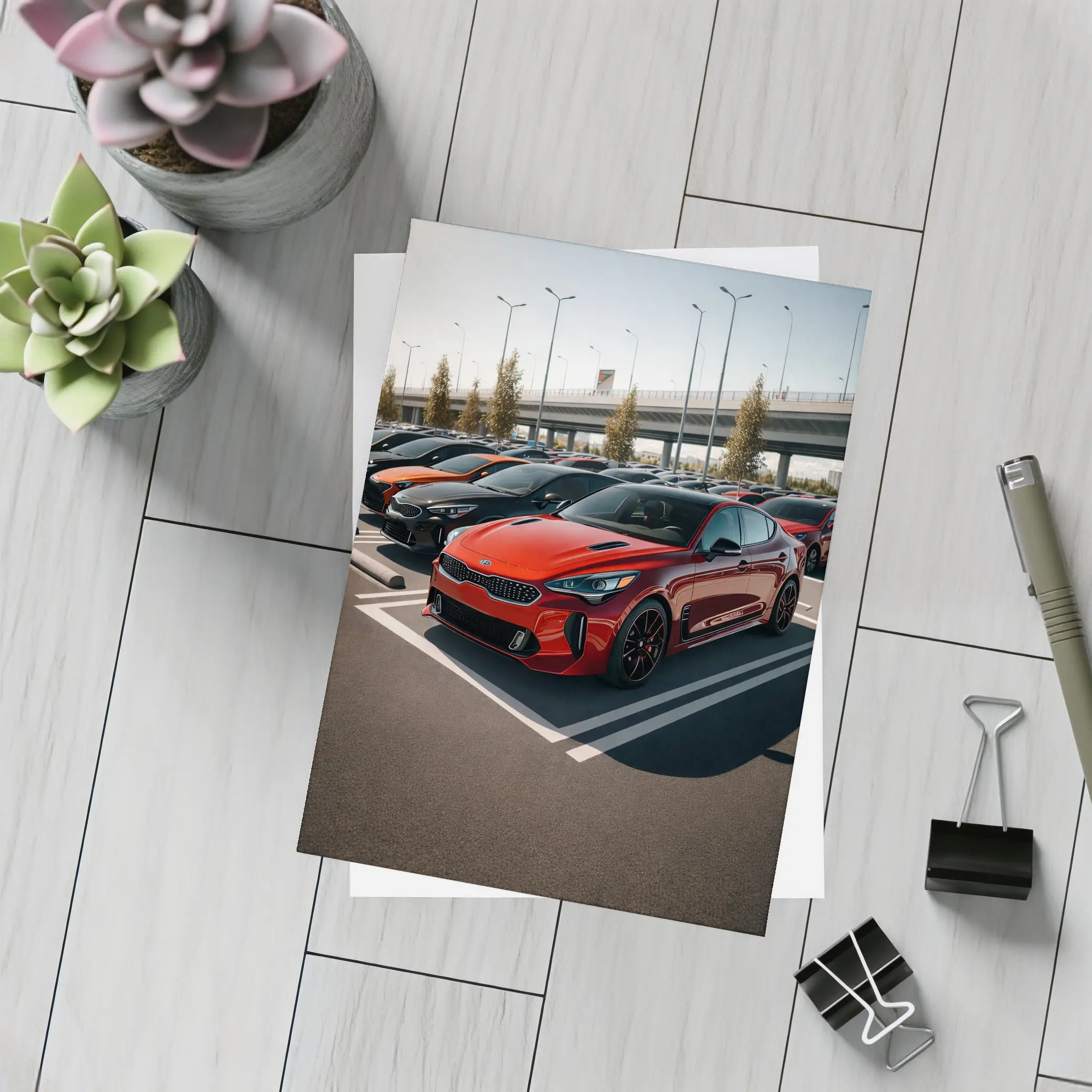 Kia Stinger Red Fleet Parking Lot – Postcards