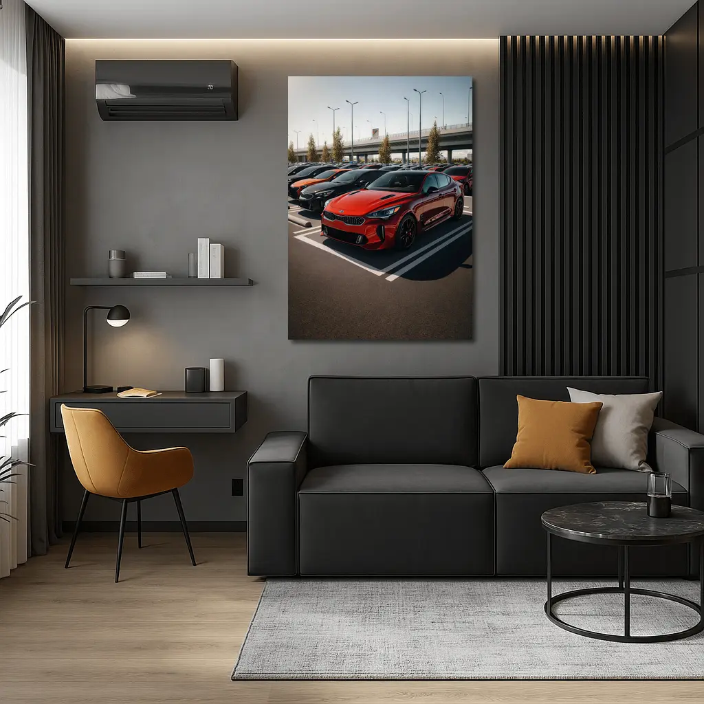 Kia Stinger Red Fleet Parking Lot – Wall Art
