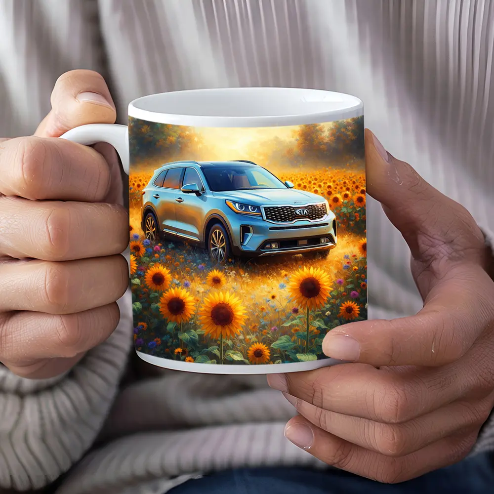 Kia Sorento SUV Sunflower Field Painting – Mugs