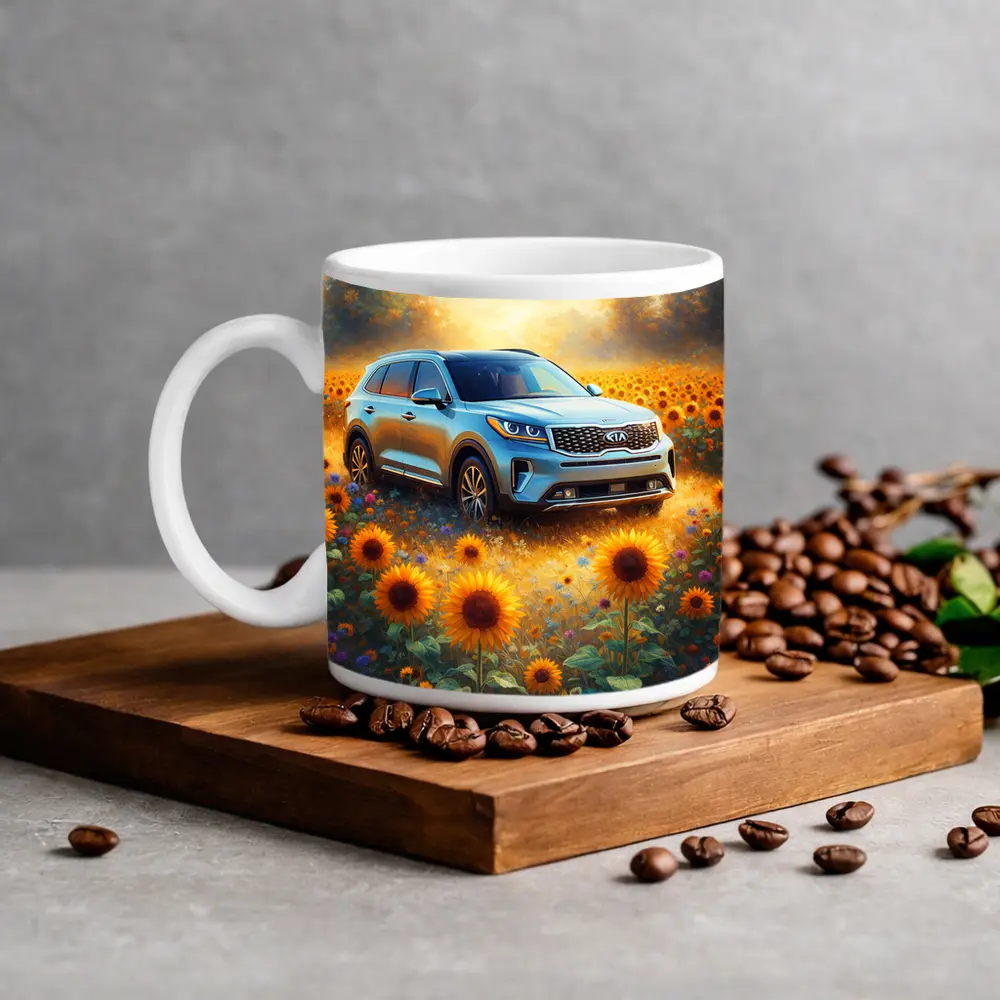 Kia Sorento SUV Sunflower Field Painting – Mugs