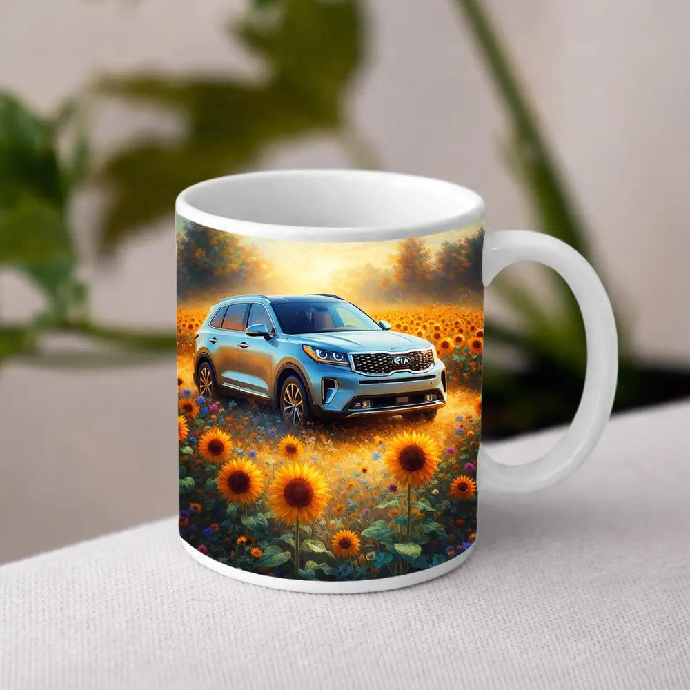 Kia Sorento SUV Sunflower Field Painting – Mugs