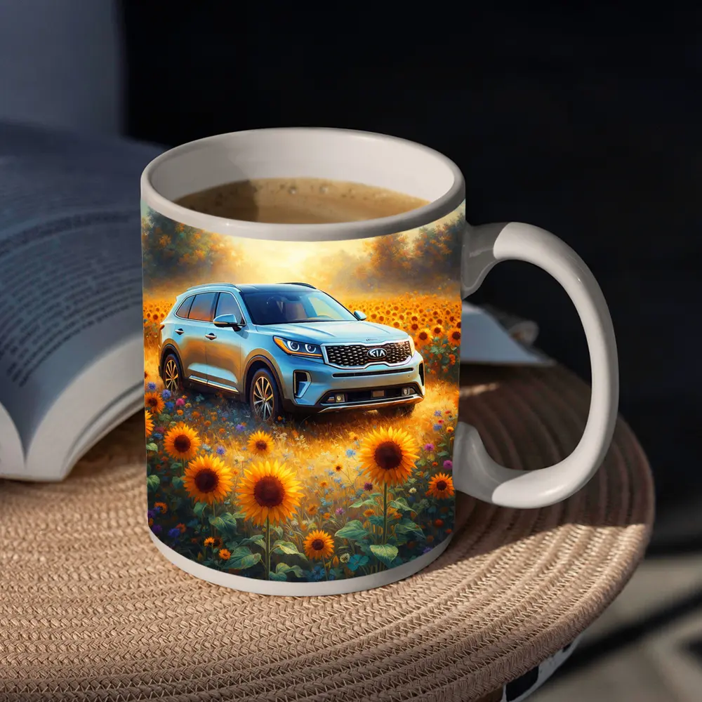 Kia Sorento SUV Sunflower Field Painting – Mugs