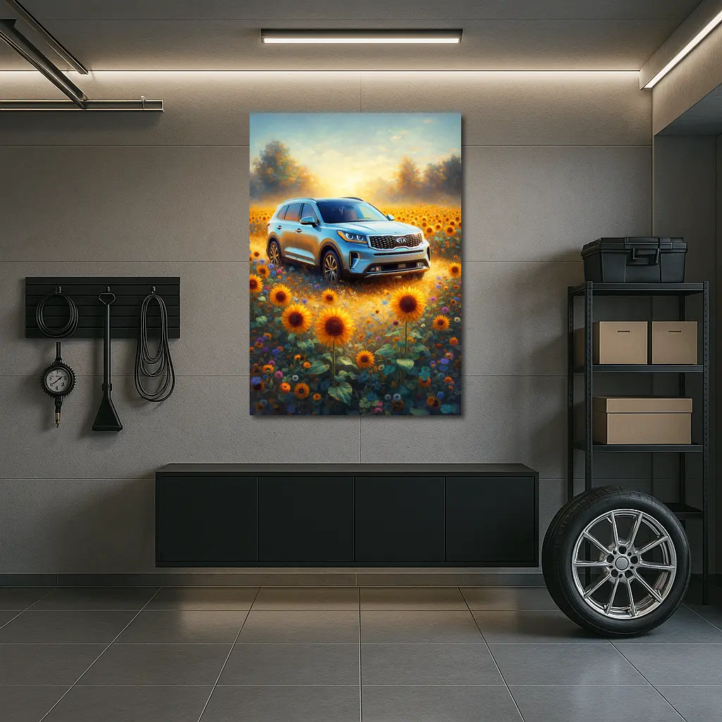 Kia Sorento SUV Sunflower Field Painting – Wall Art