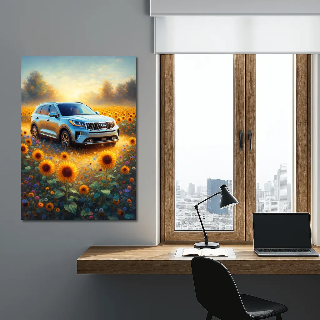 Kia Sorento SUV Sunflower Field Painting – Wall Art