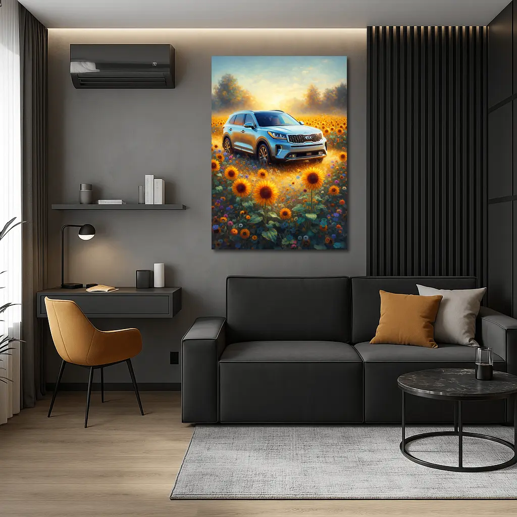 Kia Sorento SUV Sunflower Field Painting – Wall Art
