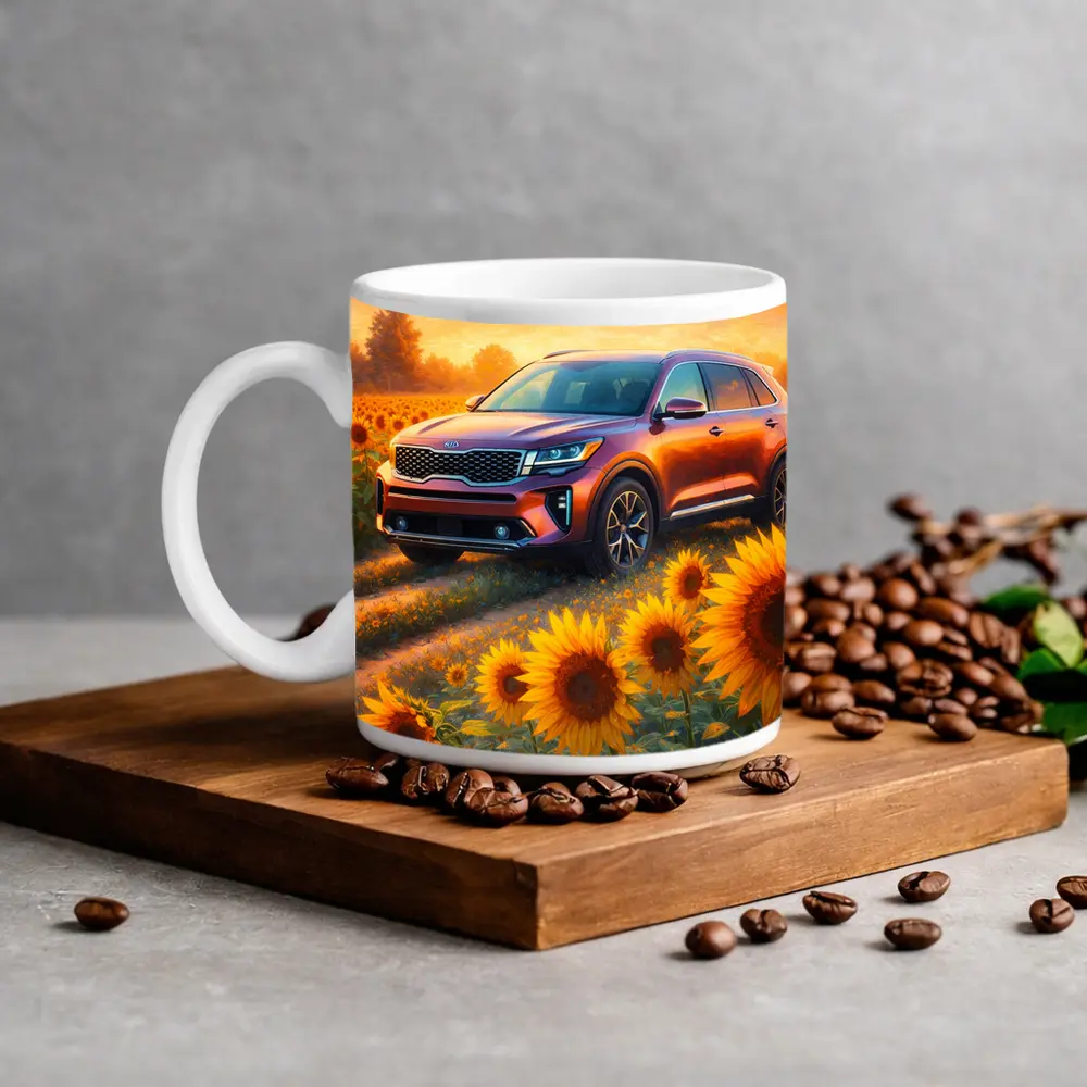 Kia Sorento SUV Sunflower Field Sunset – Mugs