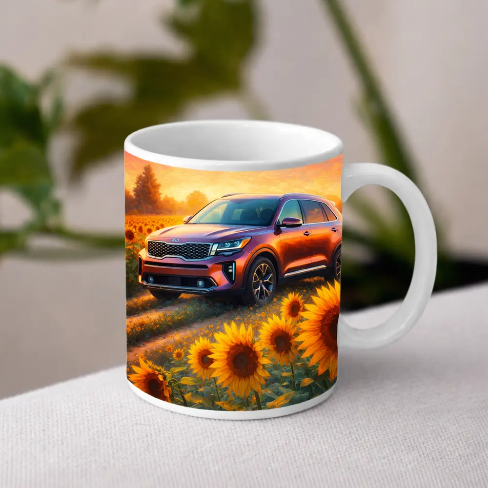 Kia Sorento SUV Sunflower Field Sunset – Mugs