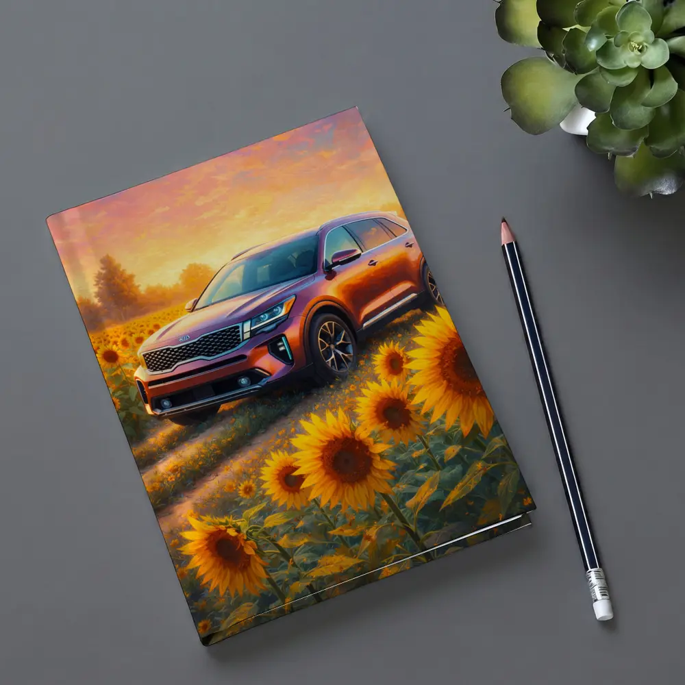 Kia Sorento SUV Sunflower Field Sunset – Notebooks