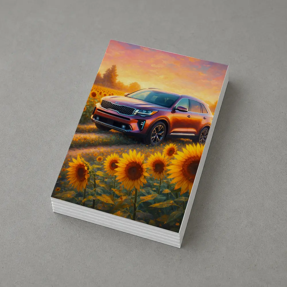 Kia Sorento SUV Sunflower Field Sunset – Postcards