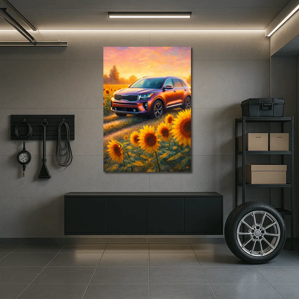 Kia Sorento SUV Sunflower Field Sunset – Wall Art