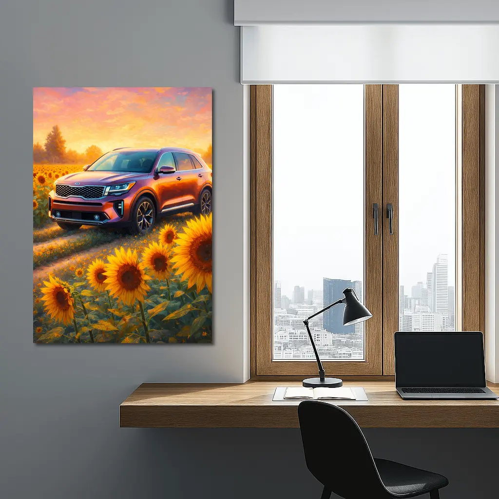 Kia Sorento SUV Sunflower Field Sunset – Wall Art