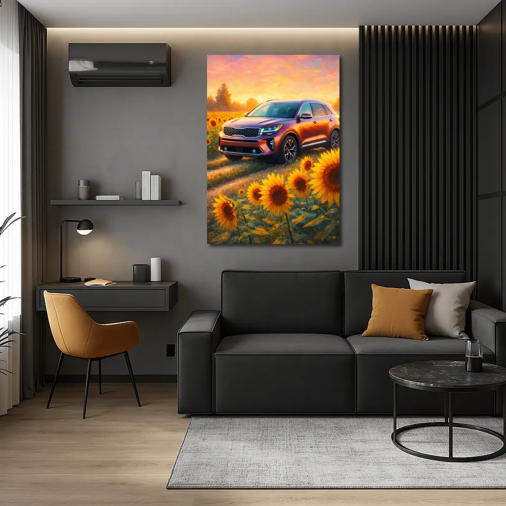 Kia Sorento SUV Sunflower Field Sunset – Wall Art