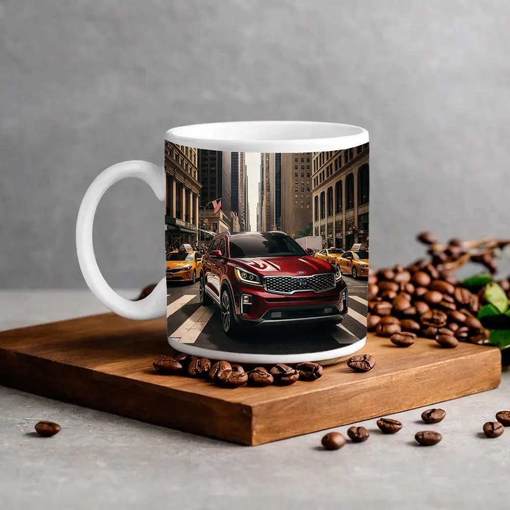 Kia Sorento Crossing New York City Street – Mugs