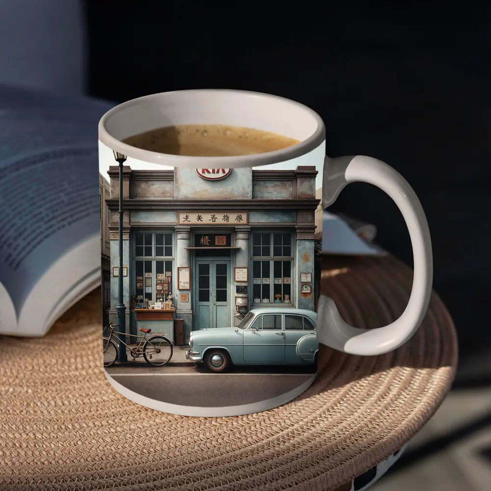 Kia Vintage Storefront Classic Car Street – Mugs
