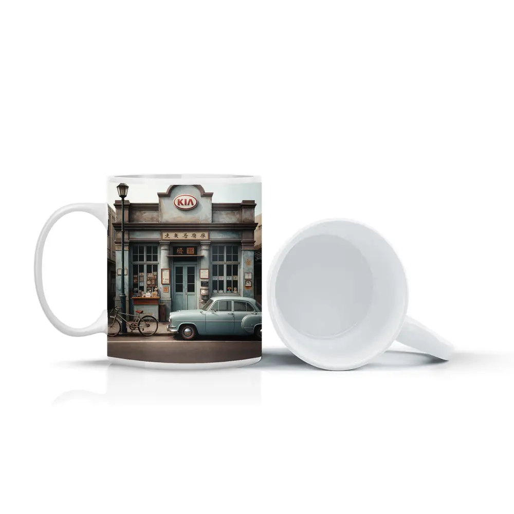 Kia Vintage Storefront Classic Car Street – Mugs