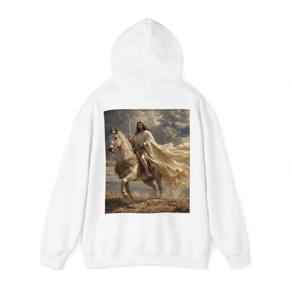 Jesus Riding White Horse Dramatic Sky – Hoodies