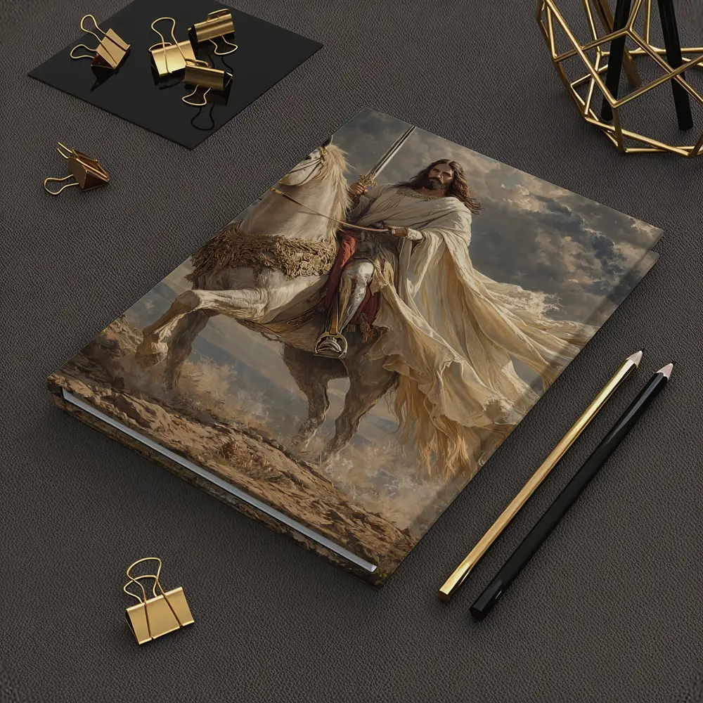 Jesus Riding White Horse Dramatic Sky – Notebooks