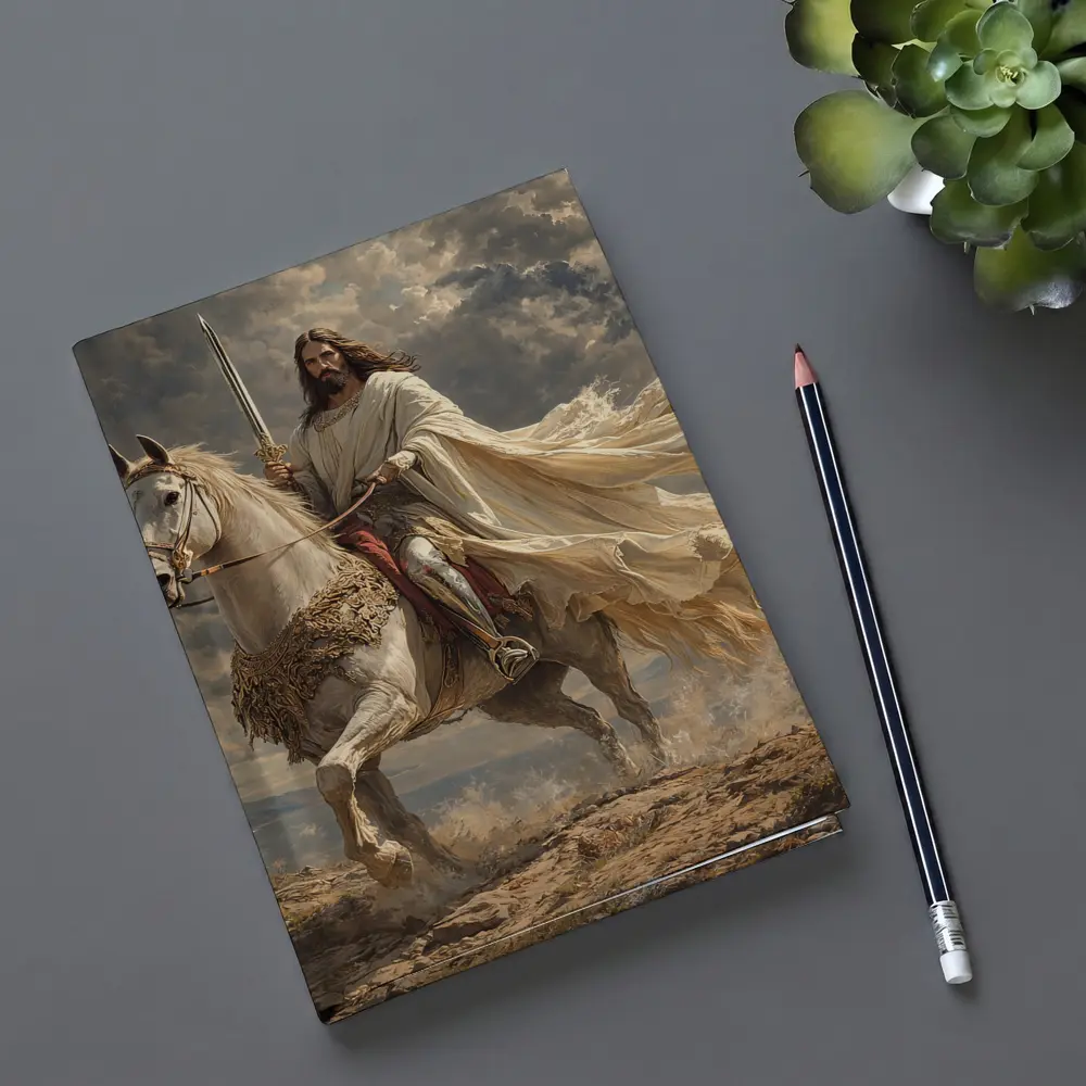 Jesus Riding White Horse Dramatic Sky – Notebooks