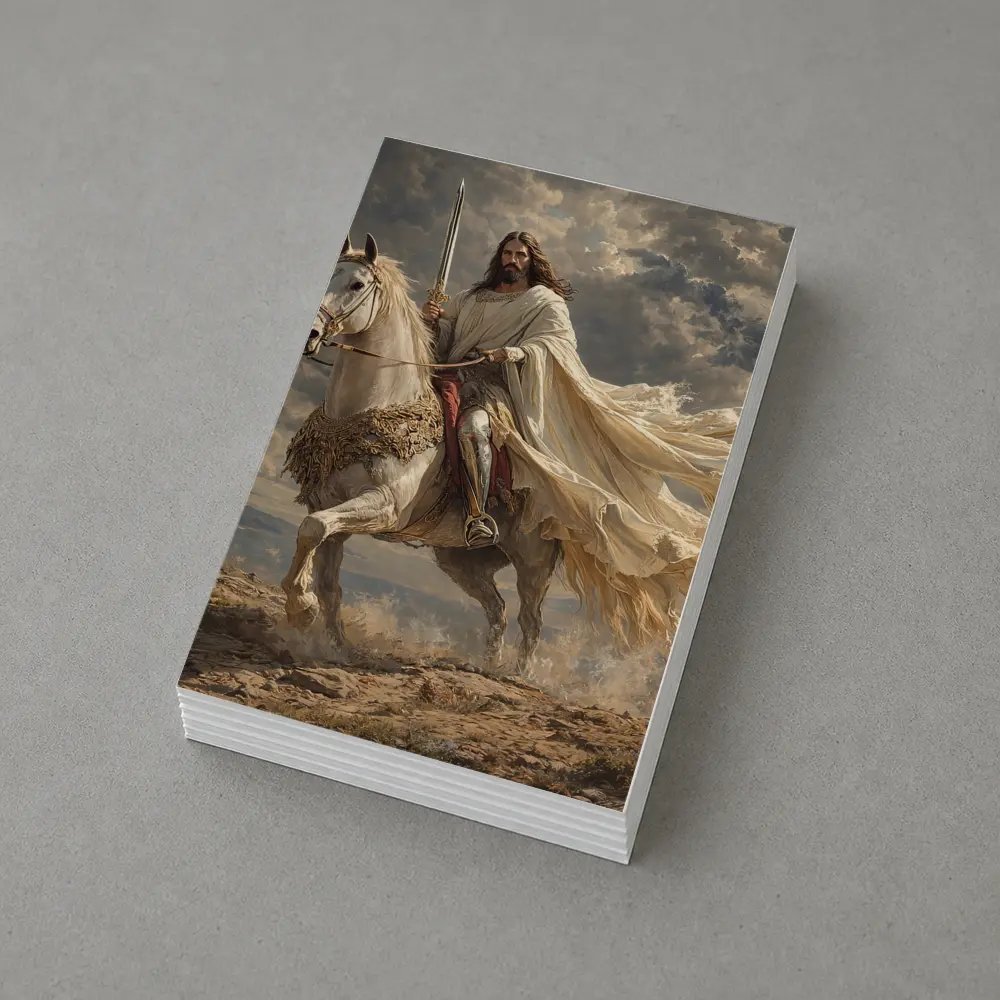 Jesus Riding White Horse Dramatic Sky – Postcards