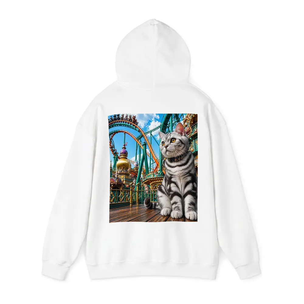 American Shorthair Cat Amusement Park Scene – Hoodies