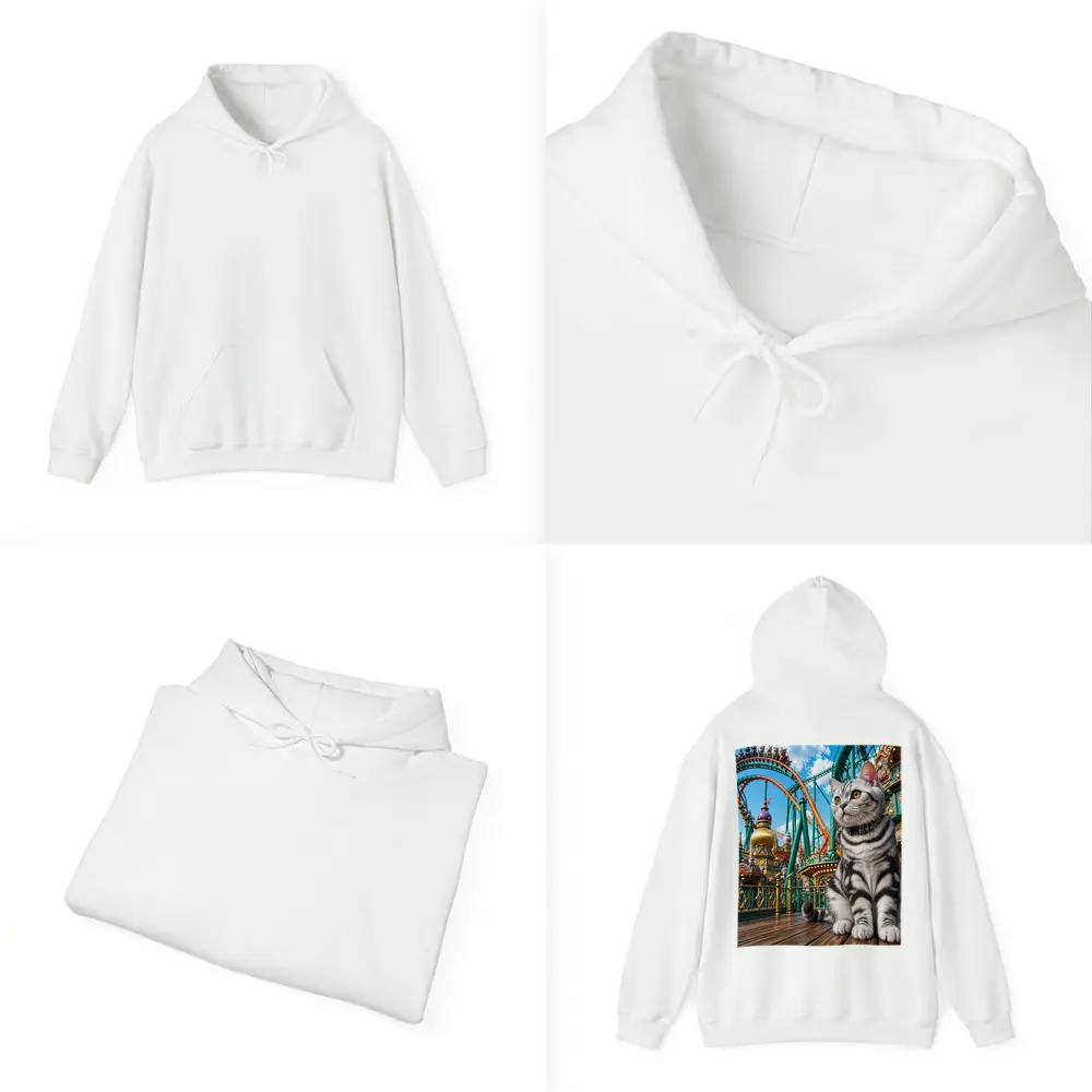 American Shorthair Cat Amusement Park Scene – Hoodies