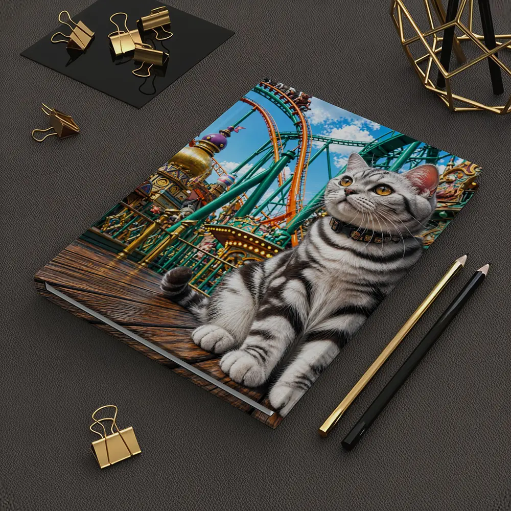 American Shorthair Cat Amusement Park Scene – Notebooks