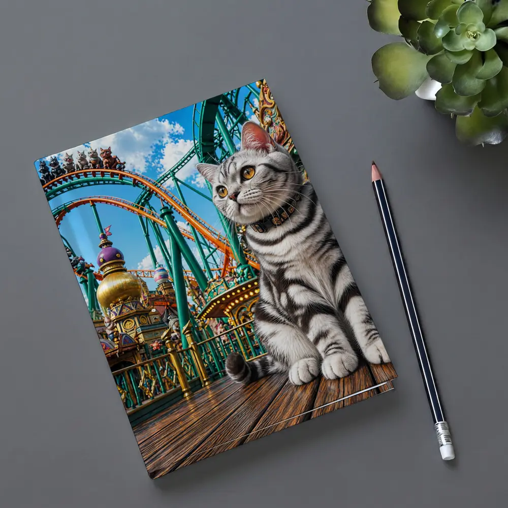 American Shorthair Cat Amusement Park Scene – Notebooks