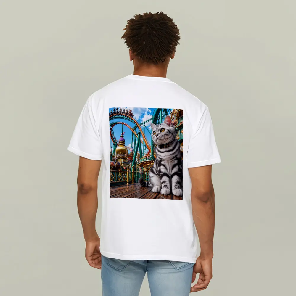 American Shorthair Cat Amusement Park Scene – T-Shirts