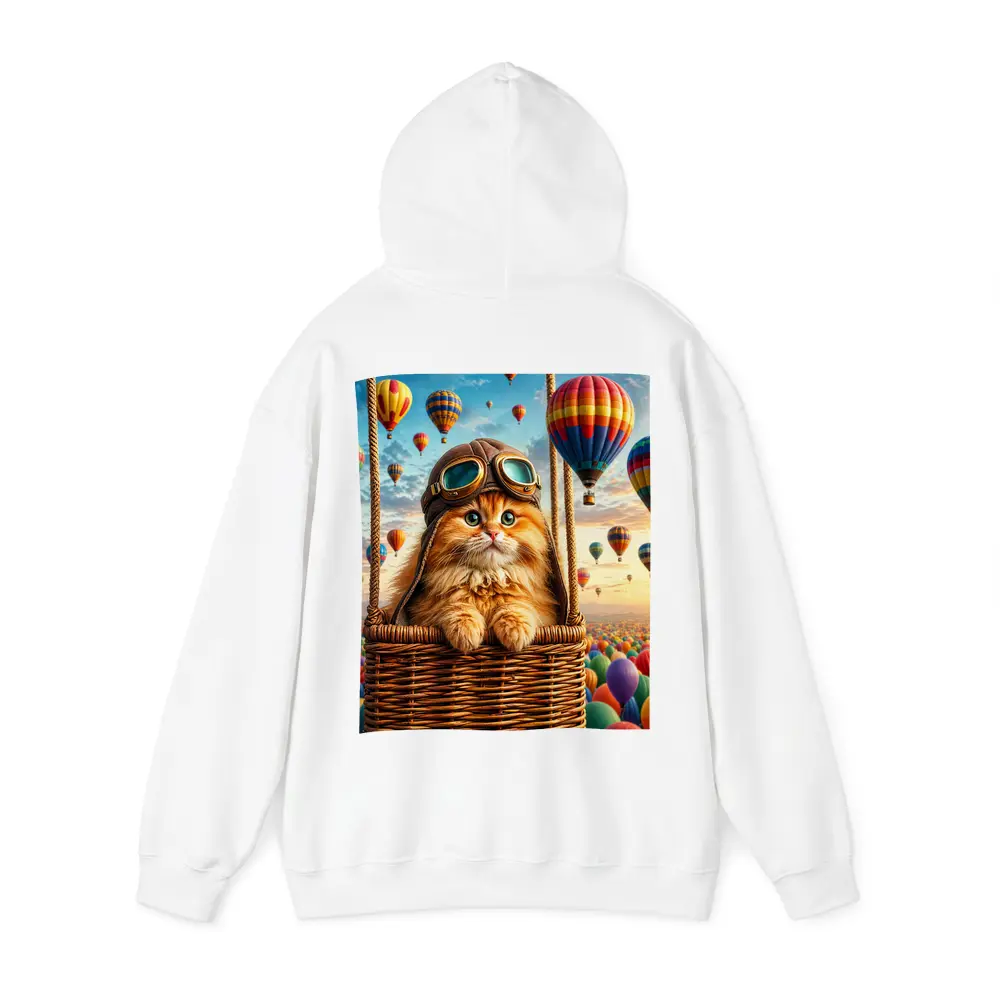 Ginger Cat Pilot Hot Air Balloons Sky – Hoodies