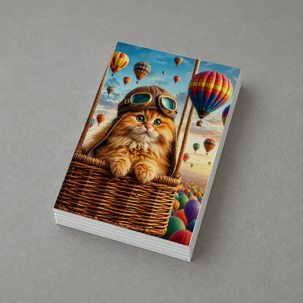 Ginger Cat Pilot Hot Air Balloons Sky – Postcards