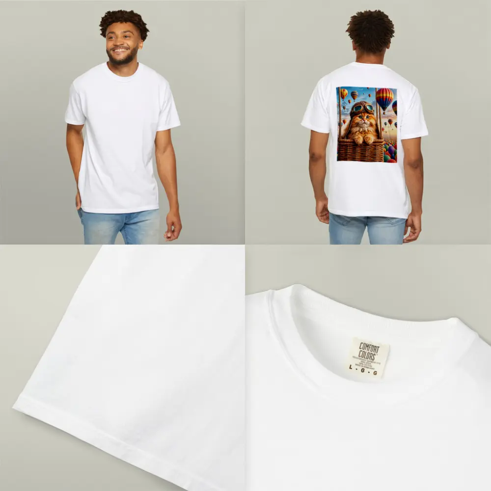 Ginger Cat Pilot Hot Air Balloons Sky – T-Shirts
