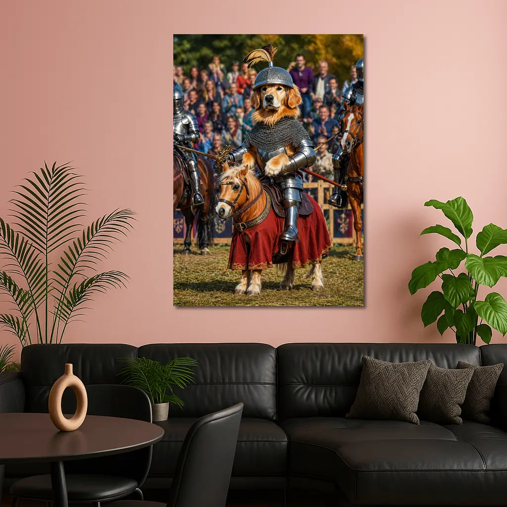 Golden Retriever Knight Medieval Tournament Crowd – Wall Art