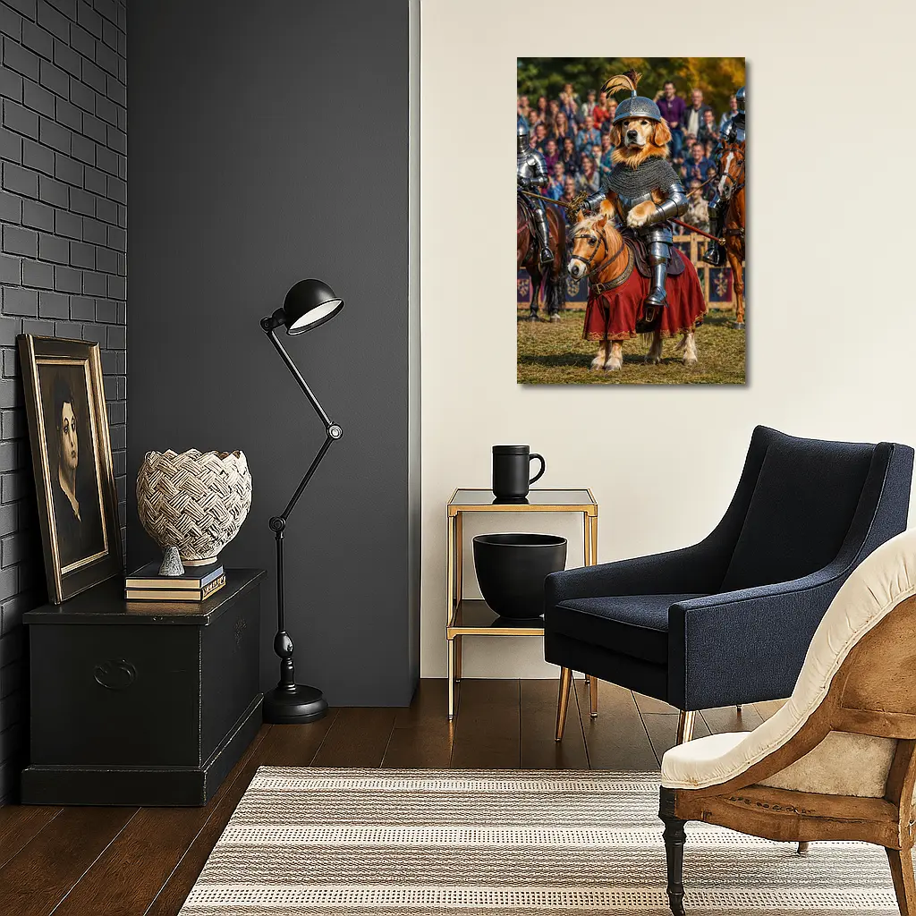 Golden Retriever Knight Medieval Tournament Crowd – Wall Art