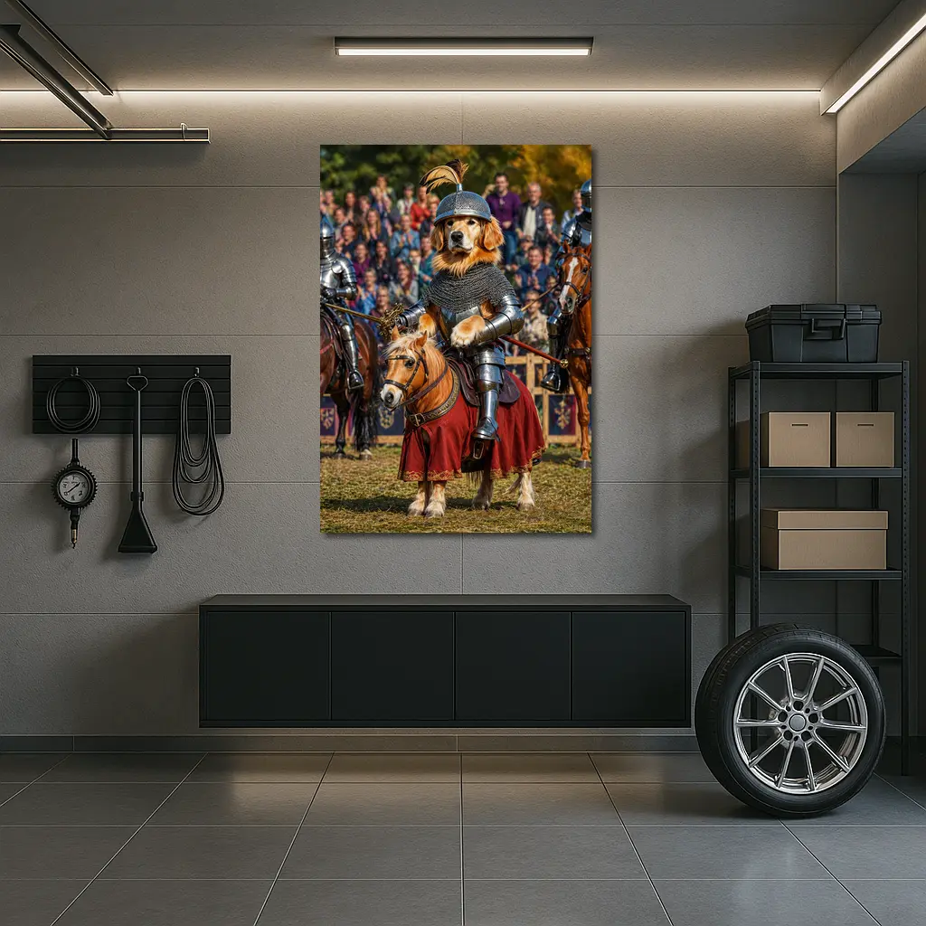 Golden Retriever Knight Medieval Tournament Crowd – Wall Art