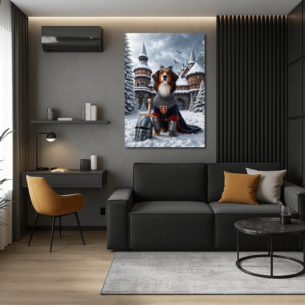 Bernese Mountain Dog Knight Snowy Castle – Wall Art