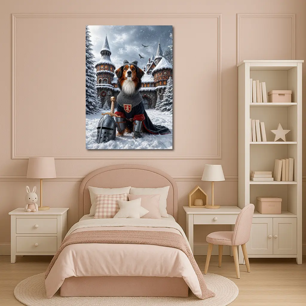 Bernese Mountain Dog Knight Snowy Castle – Wall Art