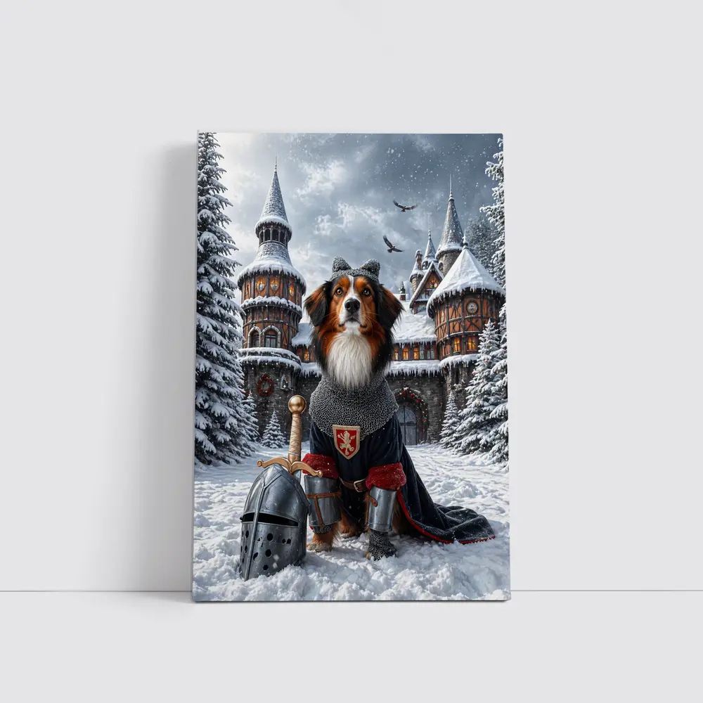 Bernese Mountain Dog Knight Snowy Castle – Wall Art