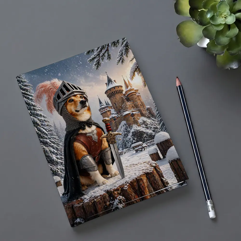 Knight Corgi Dog Medieval Castle Winter Scene – Notebooks