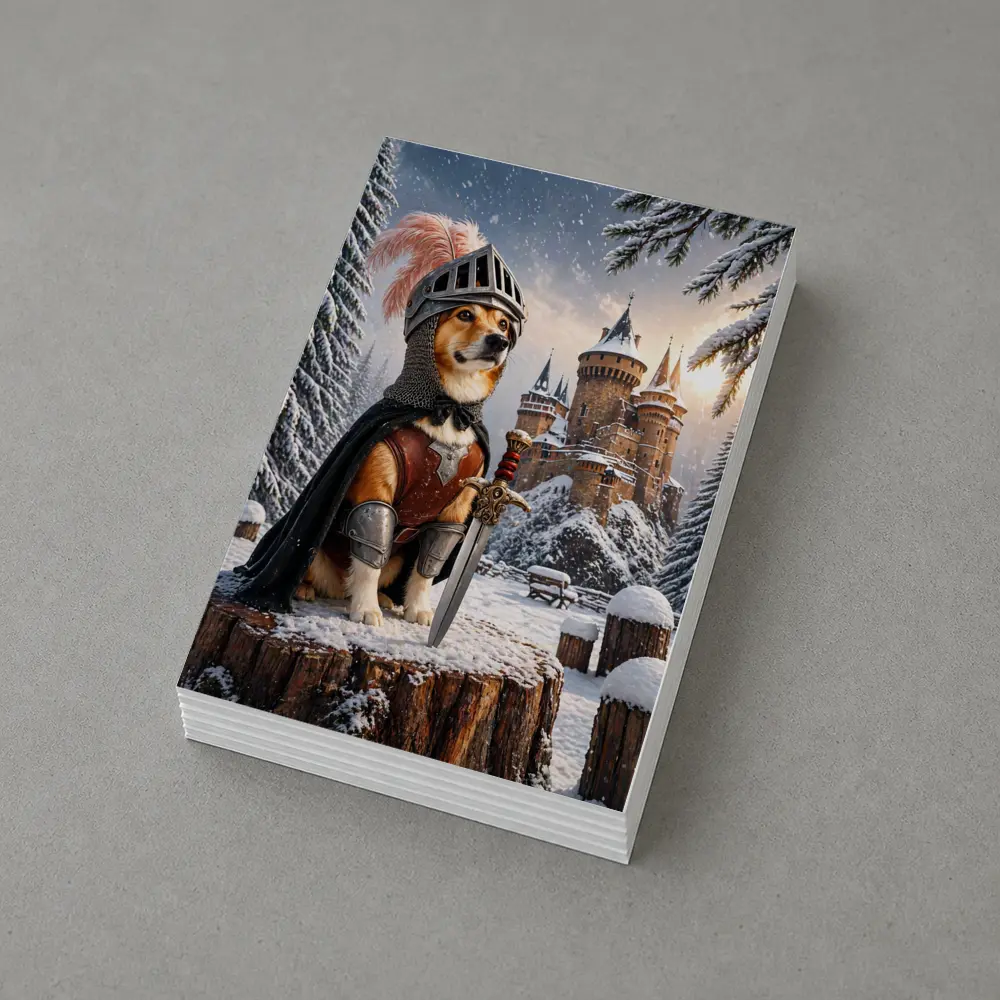 Knight Corgi Dog Medieval Castle Winter Scene – Postcards