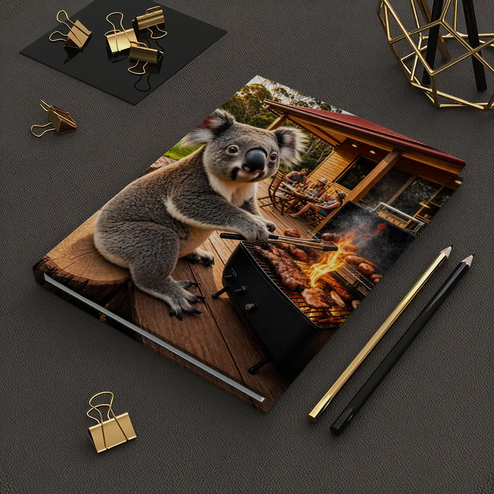 Koala Grilling Meat at Australian Backyard BBQ – Notebooks