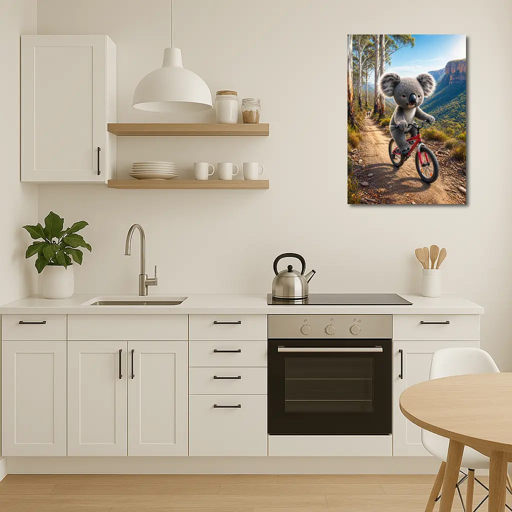 Koala Riding Bike Mountain Trail Australia – Wall Art