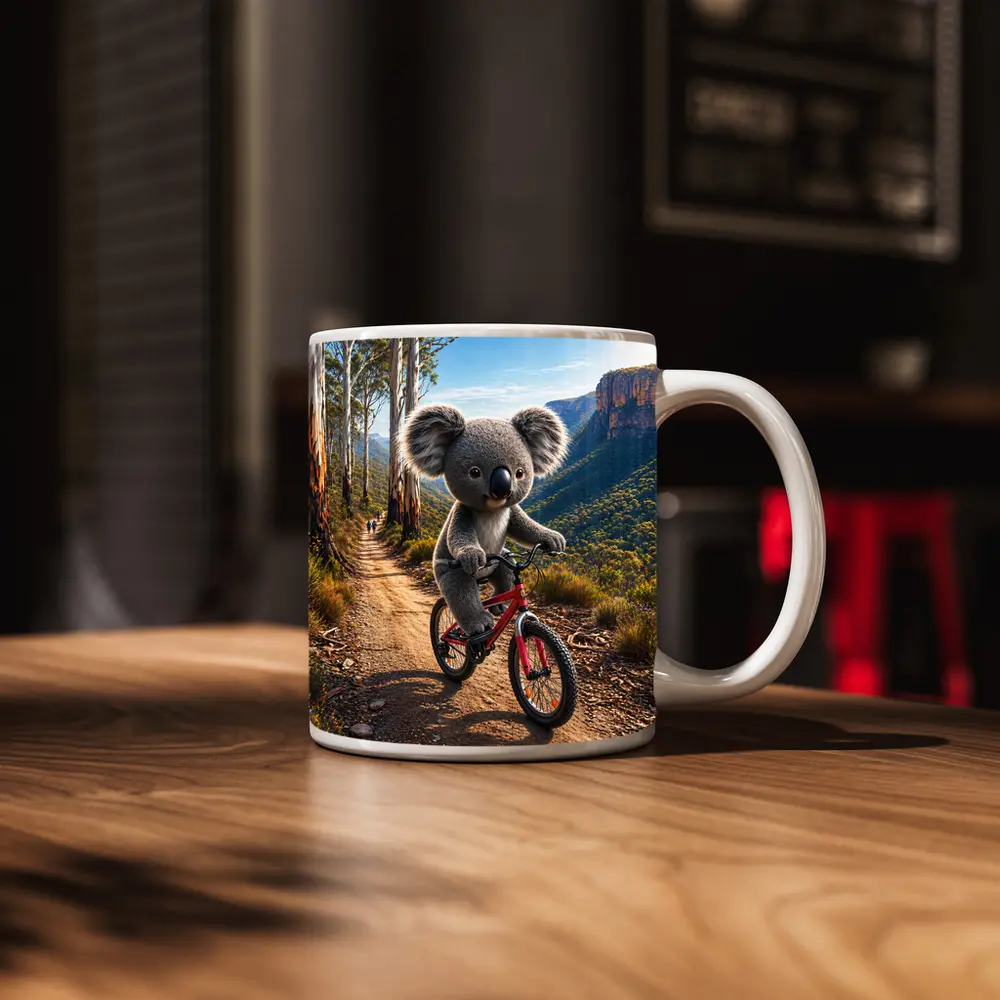 Koala Riding Bike Mountain Trail Australia – Mugs