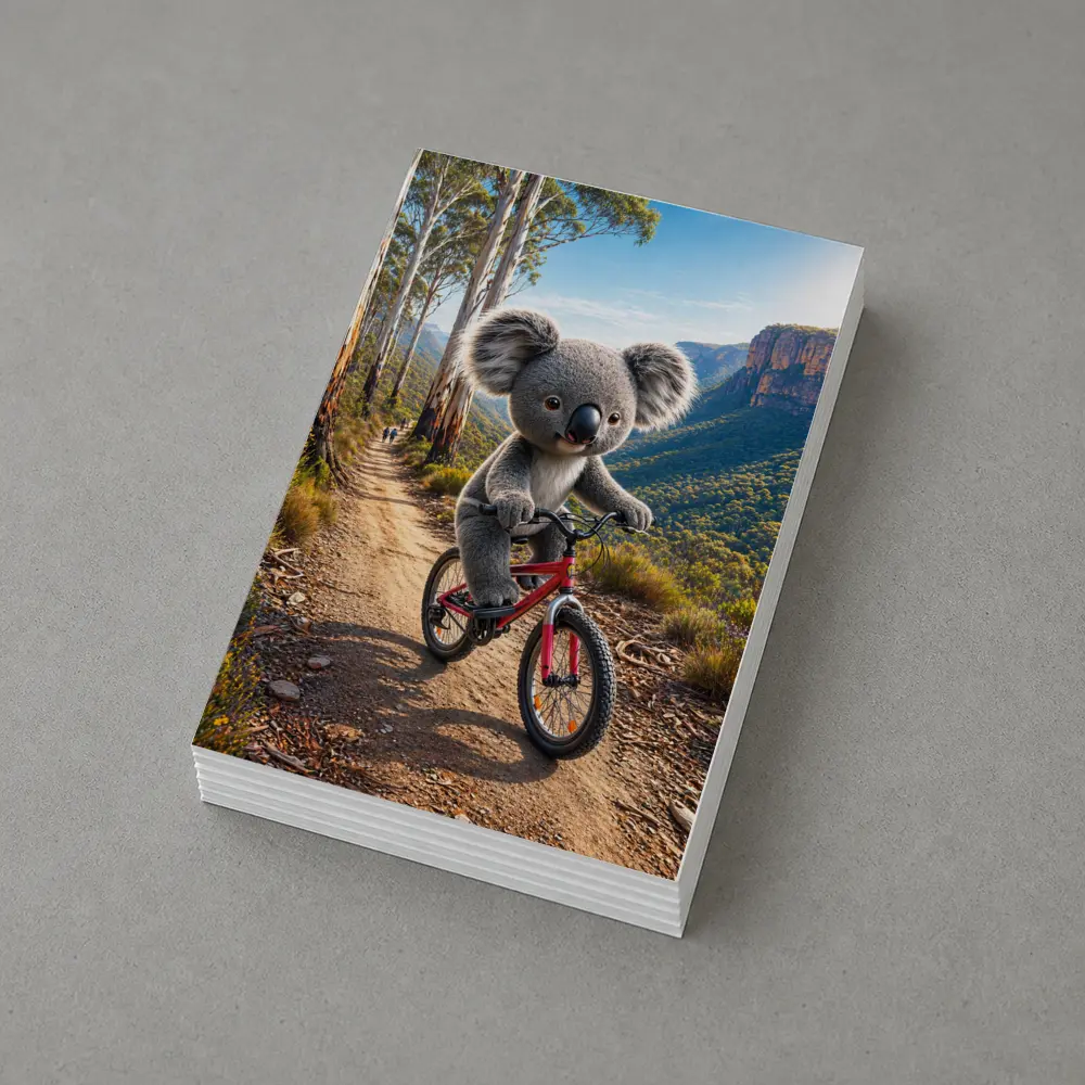 Koala Riding Bike Mountain Trail Australia – Postcards