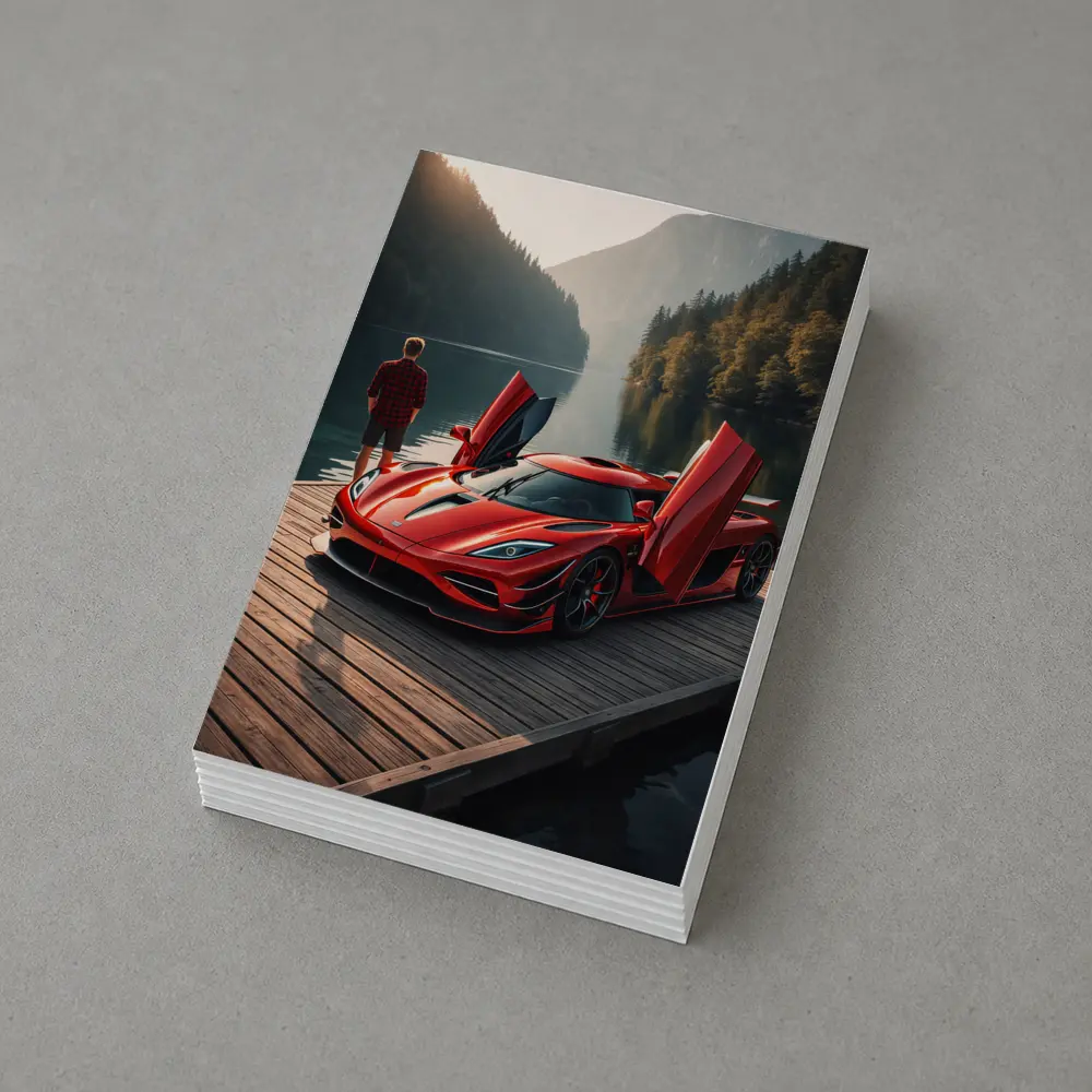 Koenigsegg Jesko Red Supercar Lakeside Dock – Postcards