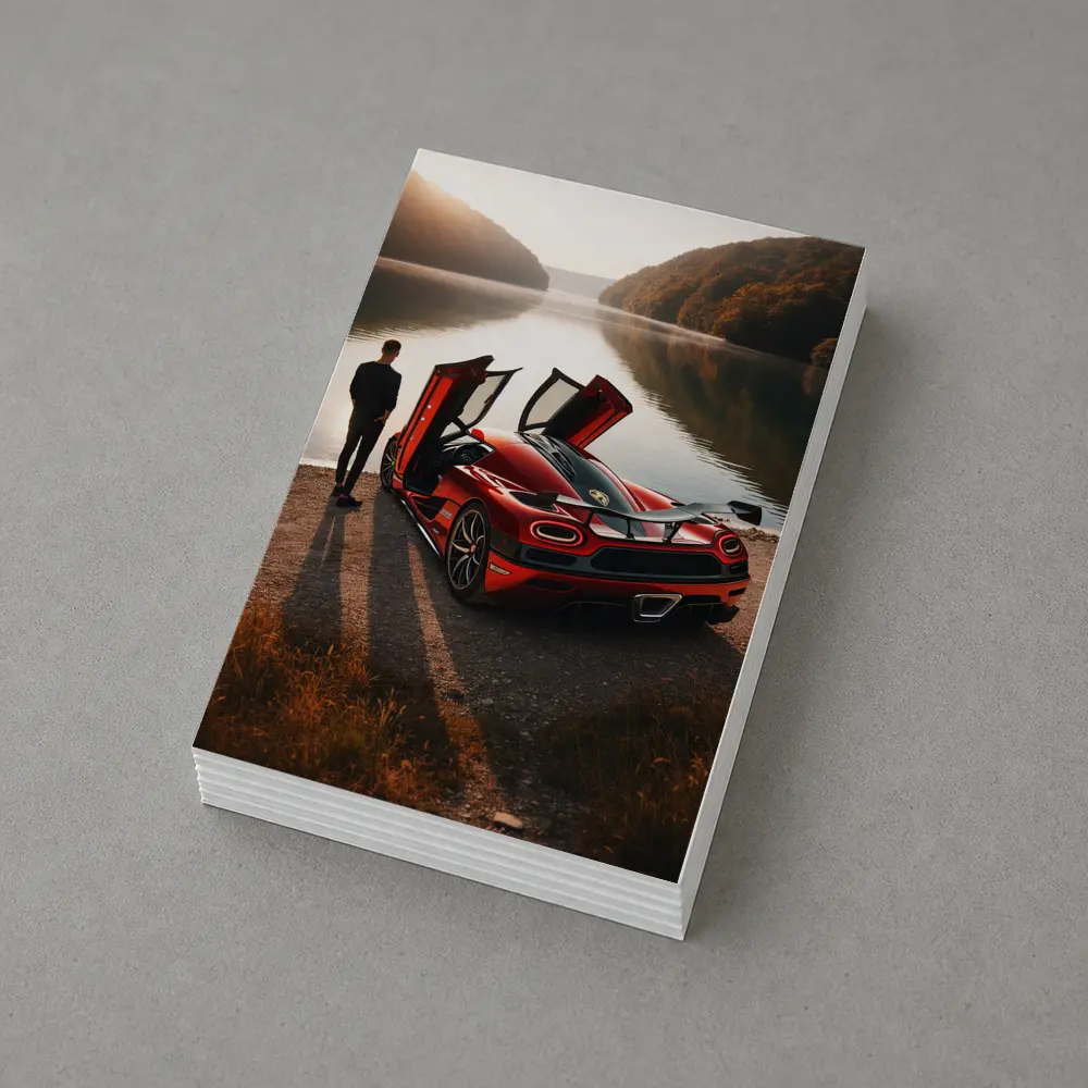 Koenigsegg Agera Red Doors Open Lakeside – Postcards