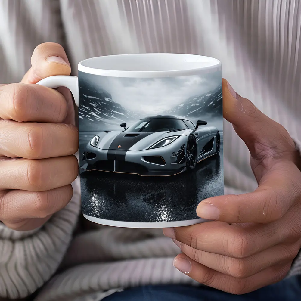 Koenigsegg Agera Wet Road Stormy Mountains – Mugs