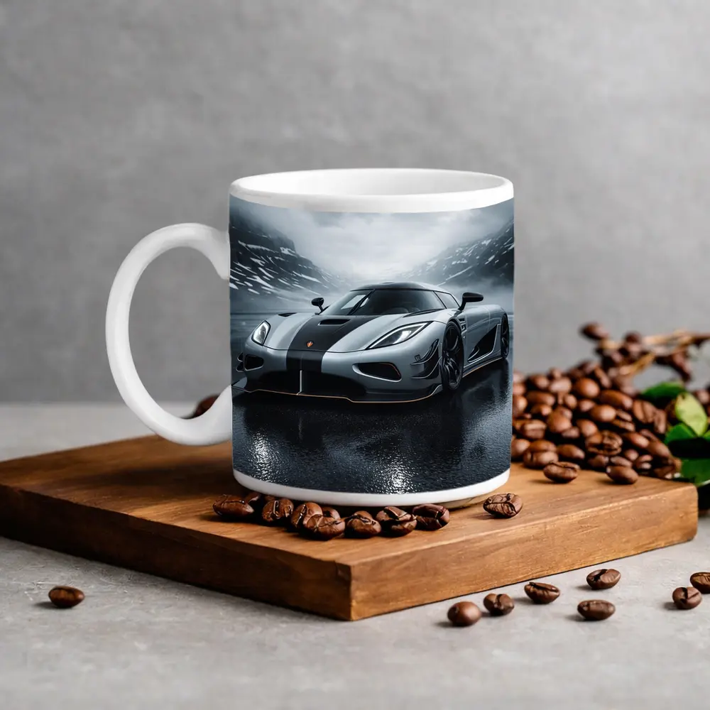 Koenigsegg Agera Wet Road Stormy Mountains – Mugs